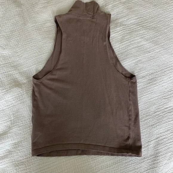 Express One Eleven Tan Mock Neck Crop Top - Picture 2 of 3